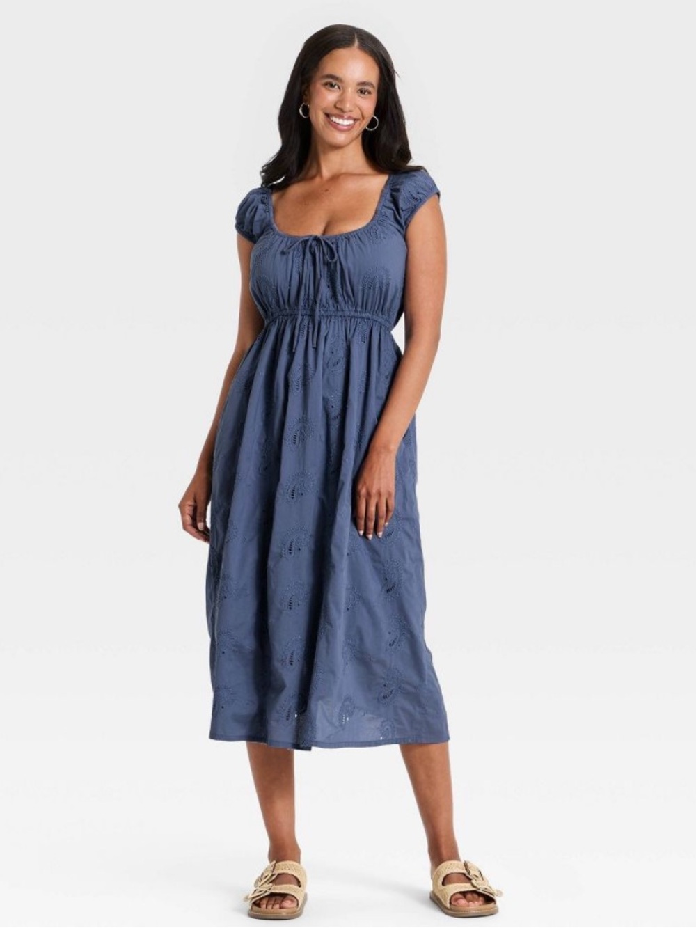 Universal Thread Blue Puff-Sleeve Midi Dress